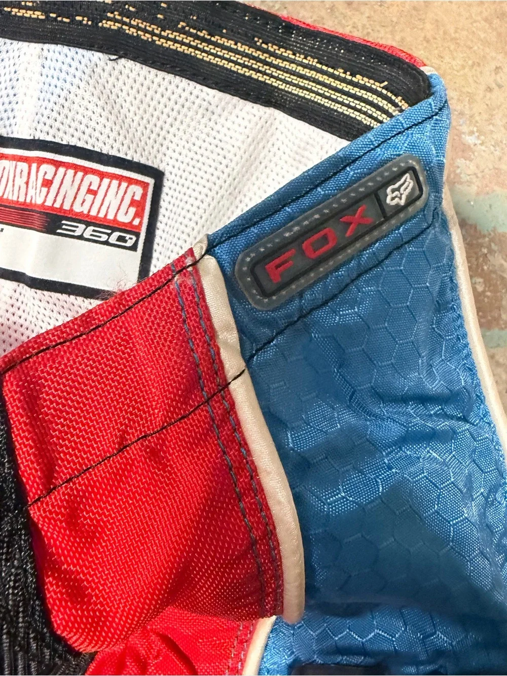 Vintage 1990s Fox Racing 360 Motocross Moto Dirt Bike Pants Red White Blue Sz 32